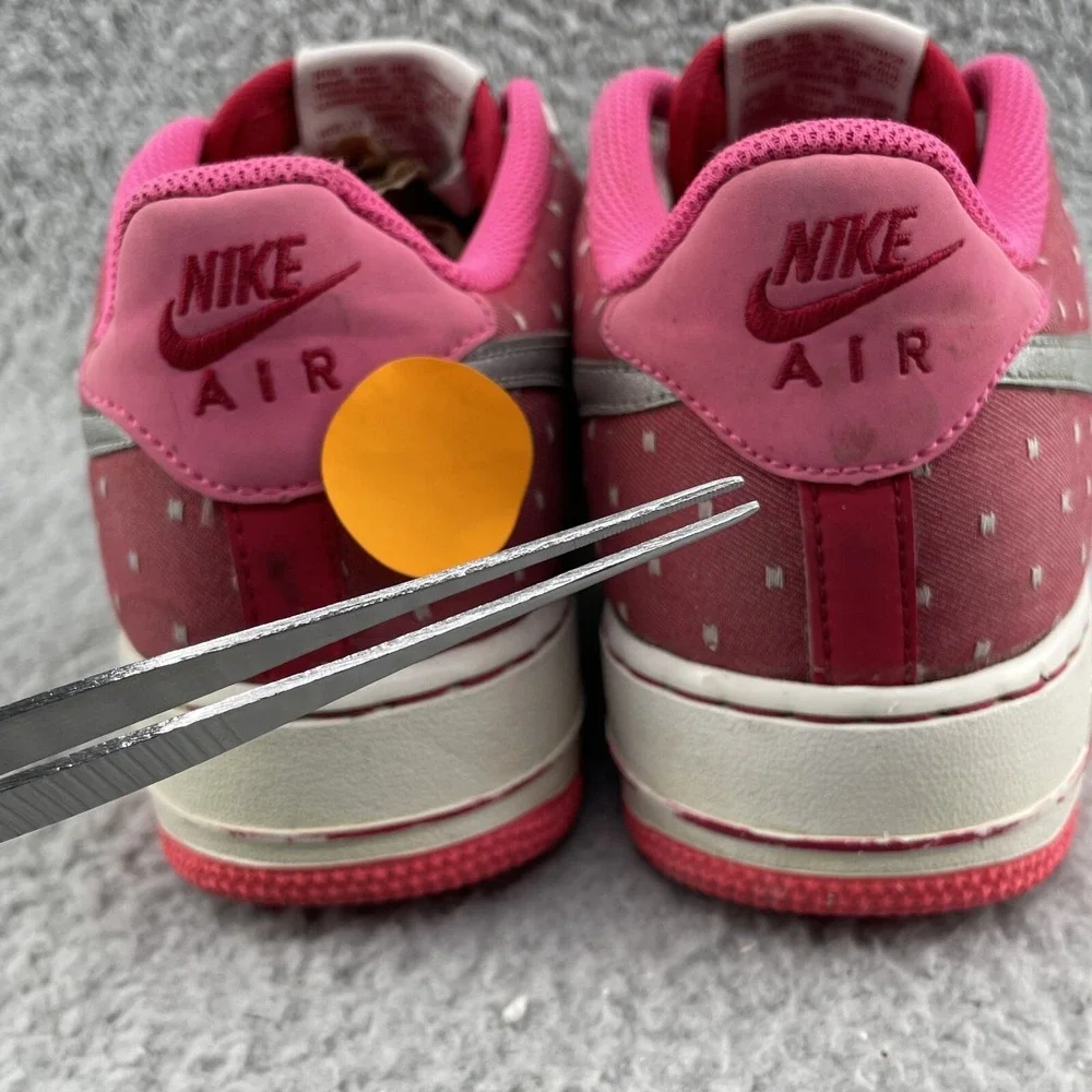 Nike Air Force 1 Shoes Youth 6.5 Red Pink‎ Dot Canvas Sports Casual Streetwear